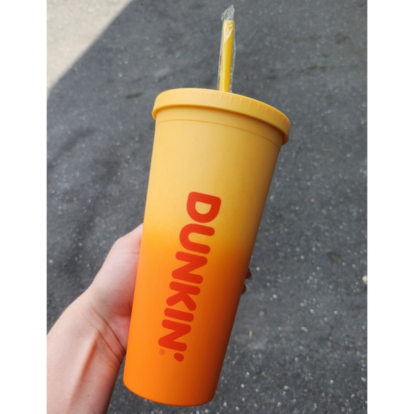 . Dunkin' Yellow/Orange Rainbow Ombre Summer Tumbler/Cold Cup - Picture 5 of 10